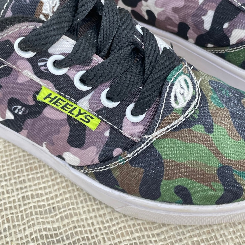 Heelys‎ Pro 20 Prints Camo Skate Shoes Kids Youth 2 Green Purple HE100981 Wheels - Picture 3 of 15